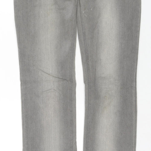mamas & papas Womens Grey Cotton Straight Jeans Size 8 L31 in Regular Zip