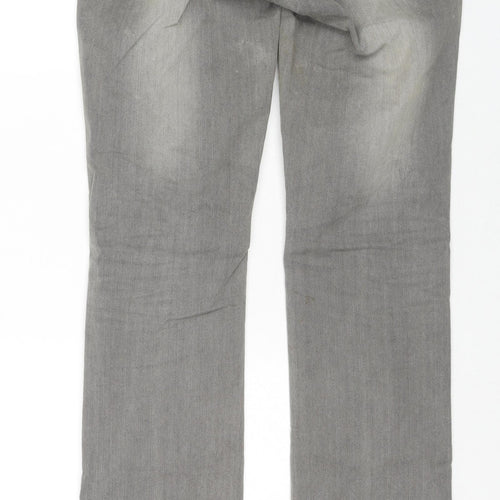 mamas & papas Womens Grey Cotton Straight Jeans Size 8 L31 in Regular Zip