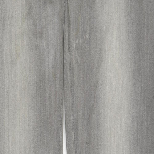 mamas & papas Womens Grey Cotton Straight Jeans Size 8 L31 in Regular Zip