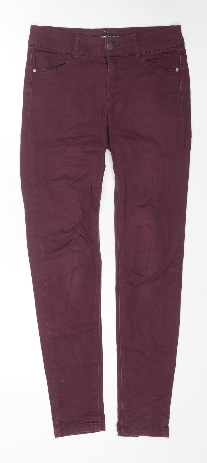 Love Label Womens Red Cotton Skinny Jeans Size 8 L28 in Regular Zip