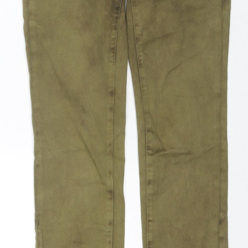 7 For All Mankind Womens Green Cotton Skinny Jeans Size 25 in L30 in Regular Zip