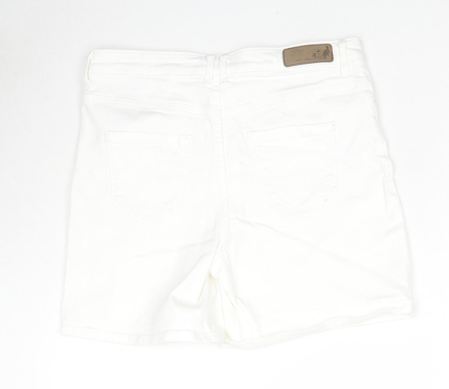 Marks and Spencer Womens White Cotton Hot Pants Shorts Size 10 L4 in Regular Zip