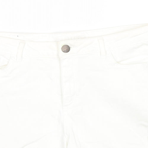 Marks and Spencer Womens White Cotton Hot Pants Shorts Size 10 L4 in Regular Zip