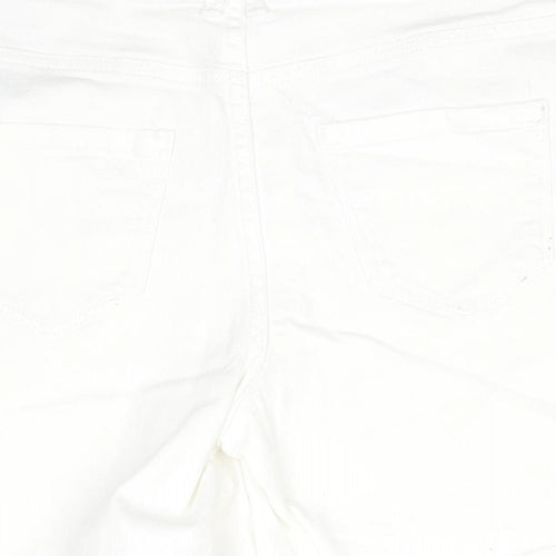 Marks and Spencer Womens White Cotton Hot Pants Shorts Size 10 L4 in Regular Zip