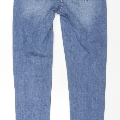Fat Face Womens Blue Cotton Skinny Jeans Size 8 L28 in Regular Zip