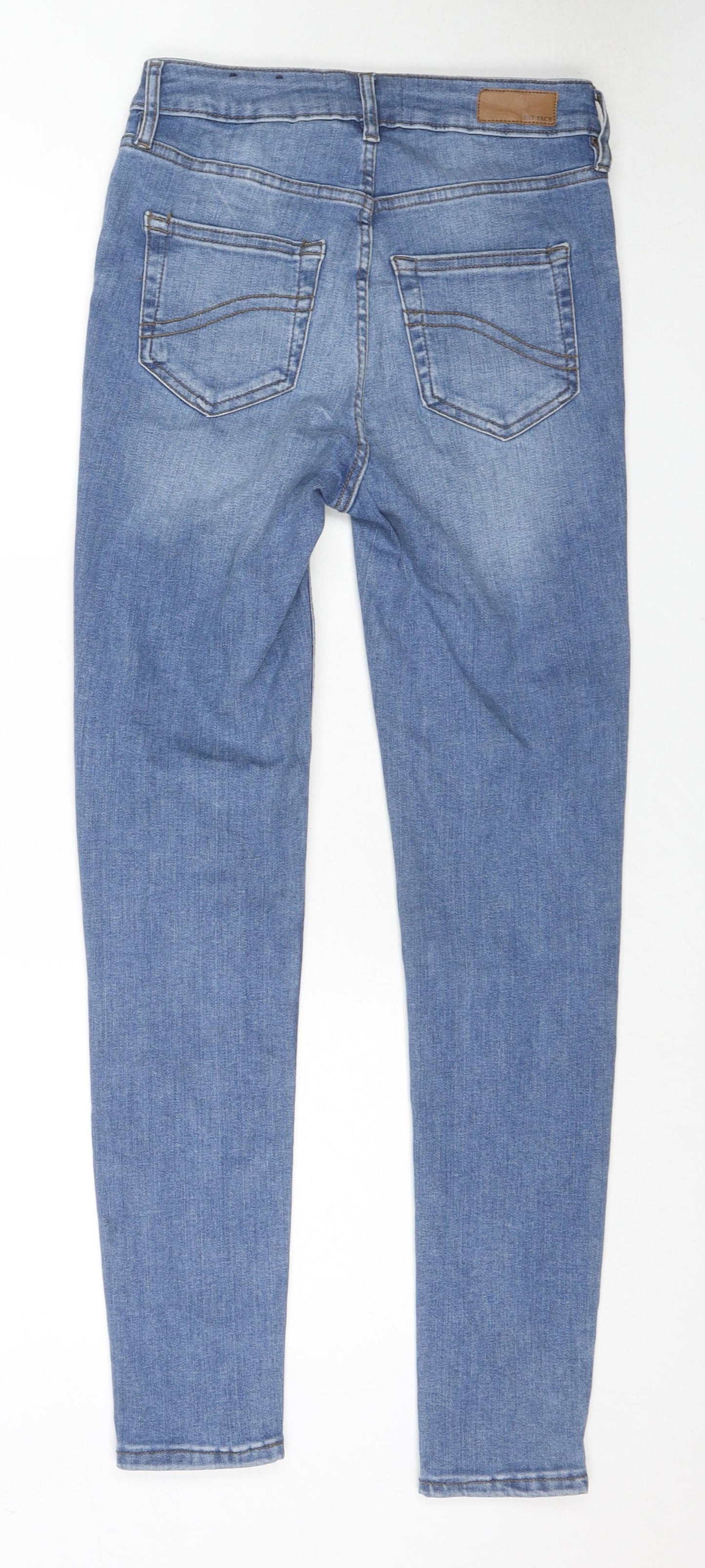 Fat Face Womens Blue Cotton Skinny Jeans Size 8 L28 in Regular Zip