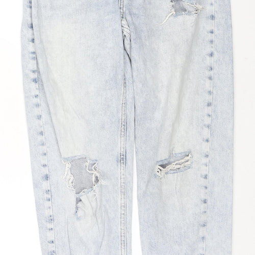 Denim & Co. Womens Blue Cotton Straight Jeans Size 6 L29 in Regular Zip