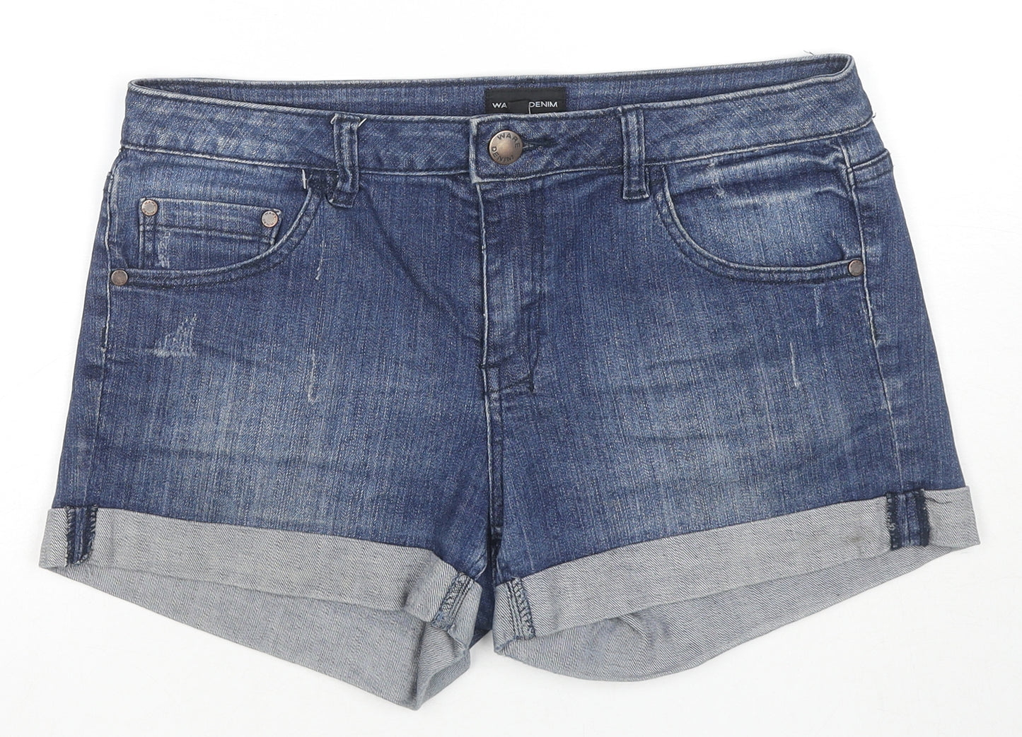 Waredenim Womens Blue Cotton Hot Pants Shorts Size 14 L3 in Regular Zip