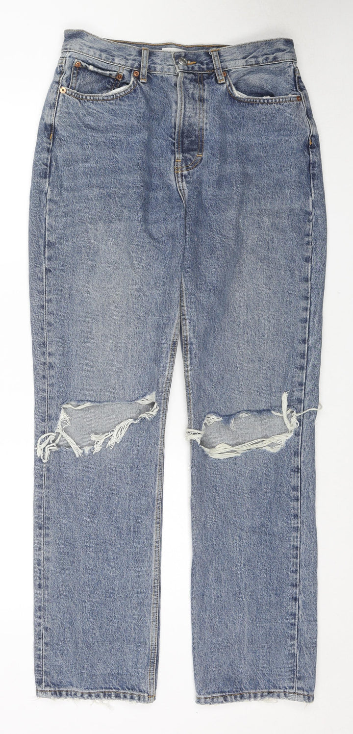 Topshop Womens Blue Cotton Mom Jeans Size 28 in L32 in Regular Zip