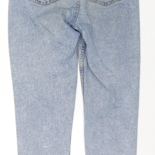 Denim & Co. Womens Blue Cotton Straight Jeans Size 12 L26 in Regular Zip