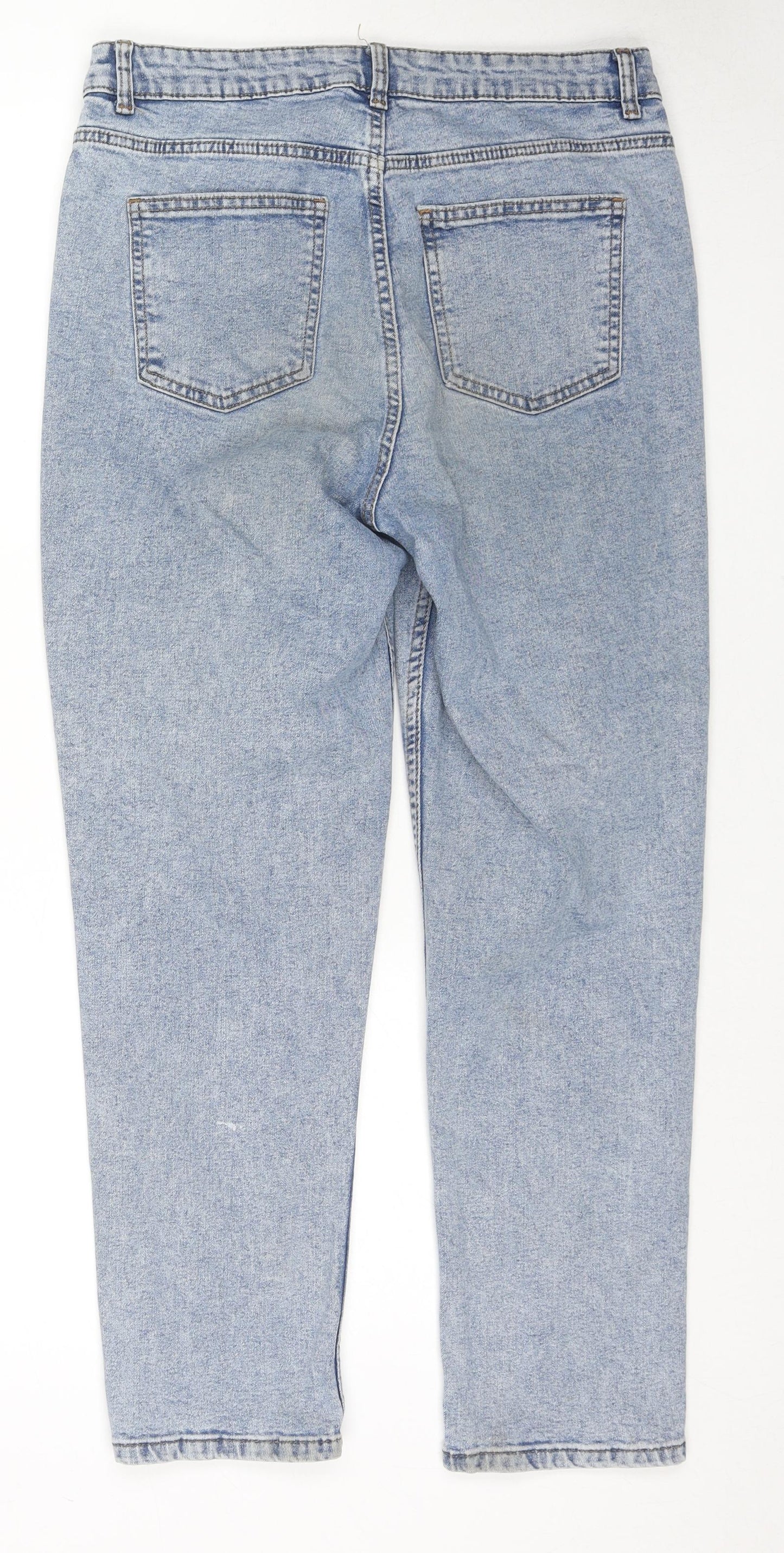 Denim & Co. Womens Blue Cotton Straight Jeans Size 12 L26 in Regular Zip