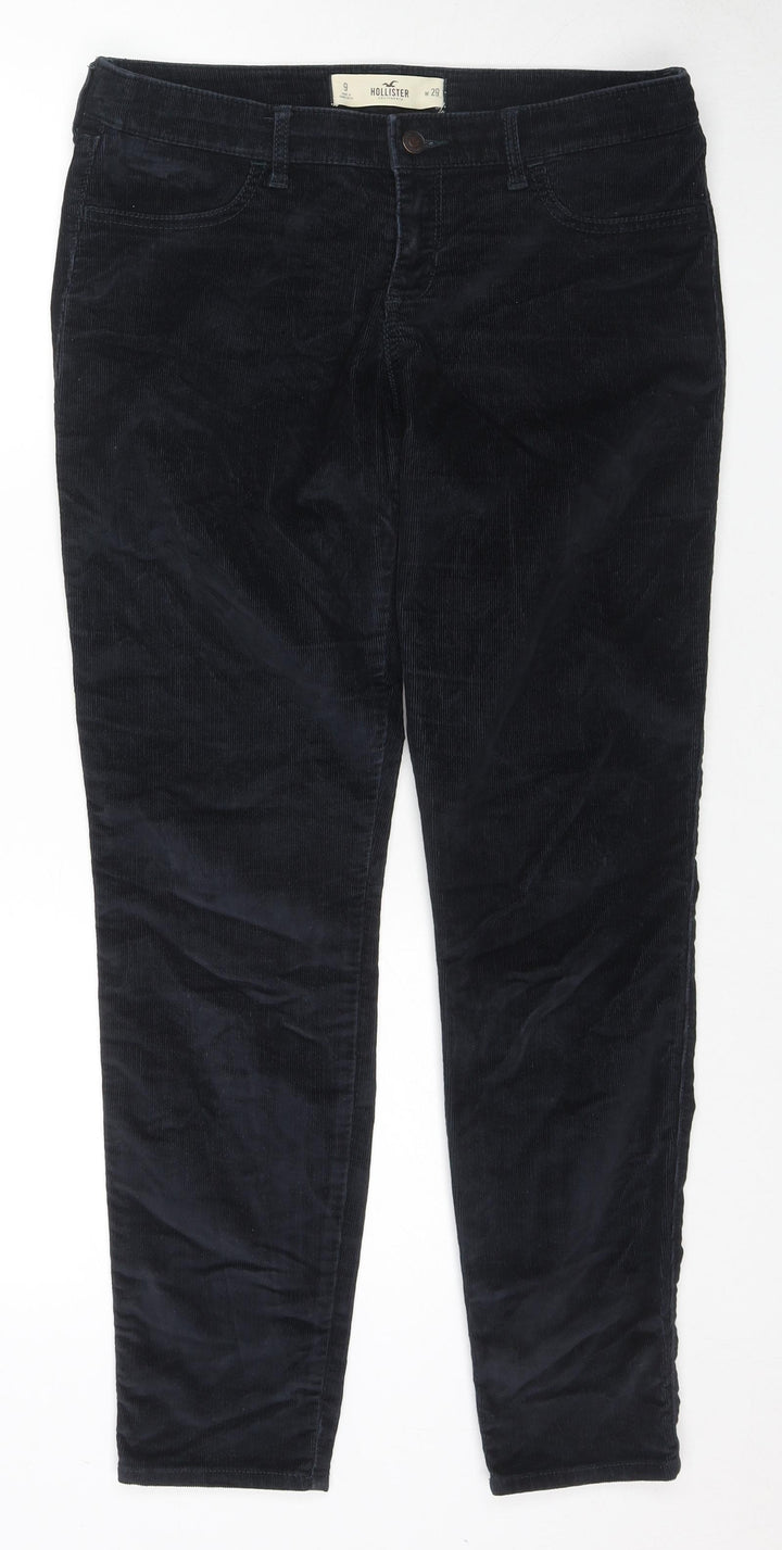 Hollister Womens Black Cotton Trousers Size 29 in L28 in Regular Zip
