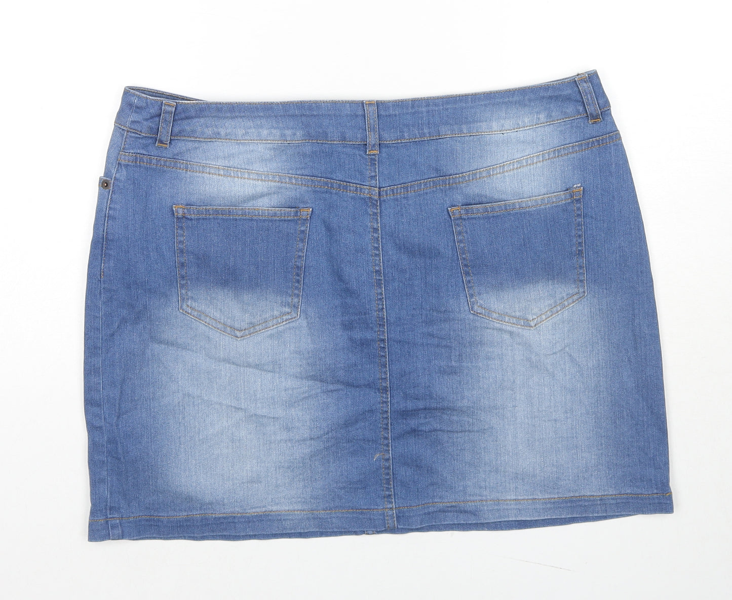 Denima Womens Blue Cotton Mini Skirt Size 16 Zip