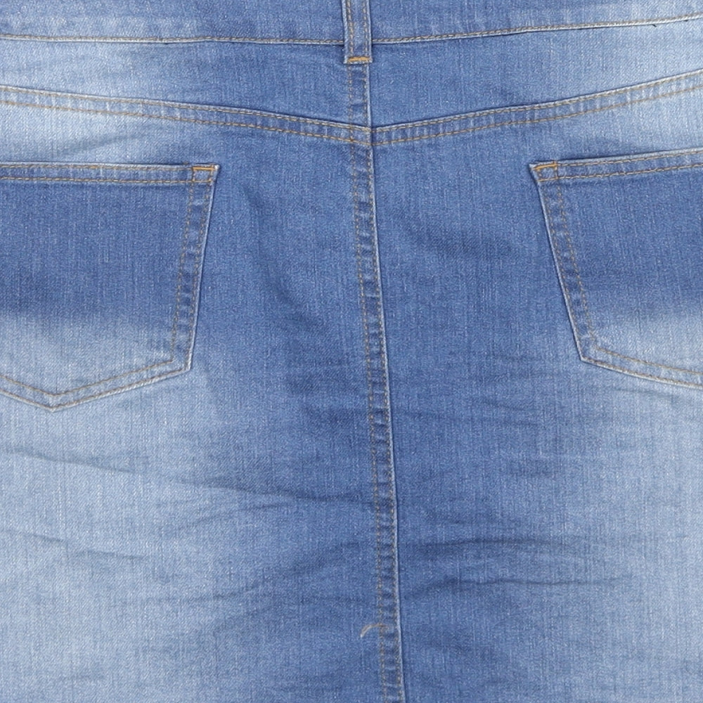 Denima Womens Blue Cotton Mini Skirt Size 16 Zip