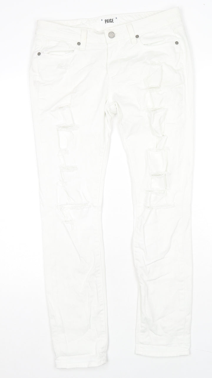Peige Womens White Cotton Skinny Jeans Size 25 in L28 in Regular Zip