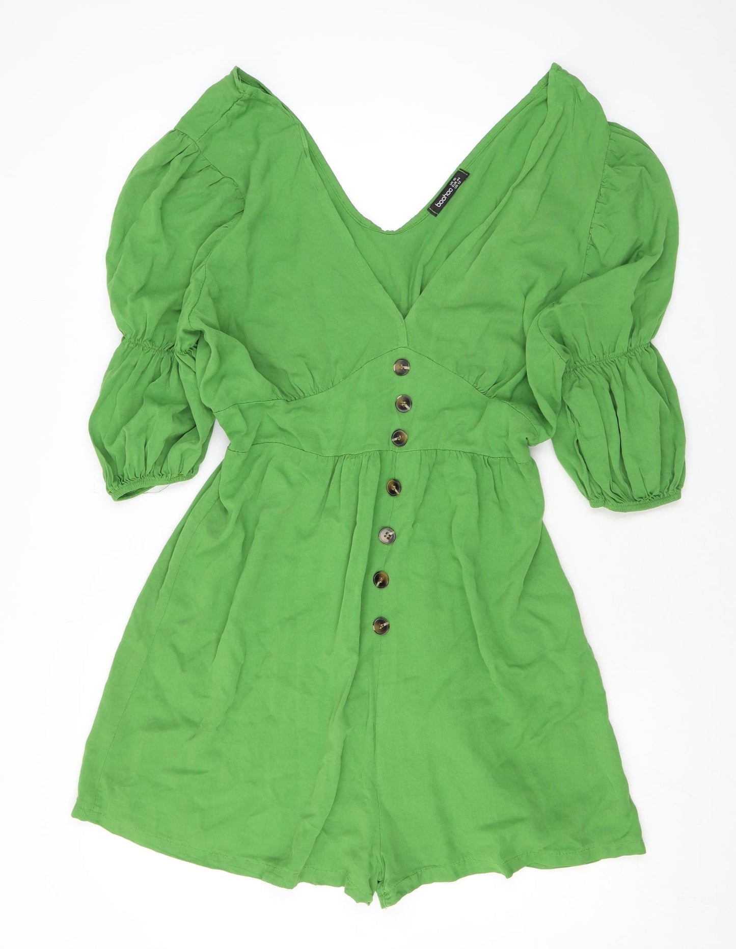 Boohoo Womens Green Viscose Playsuit One-Piece Size 16 L3 in Pullover