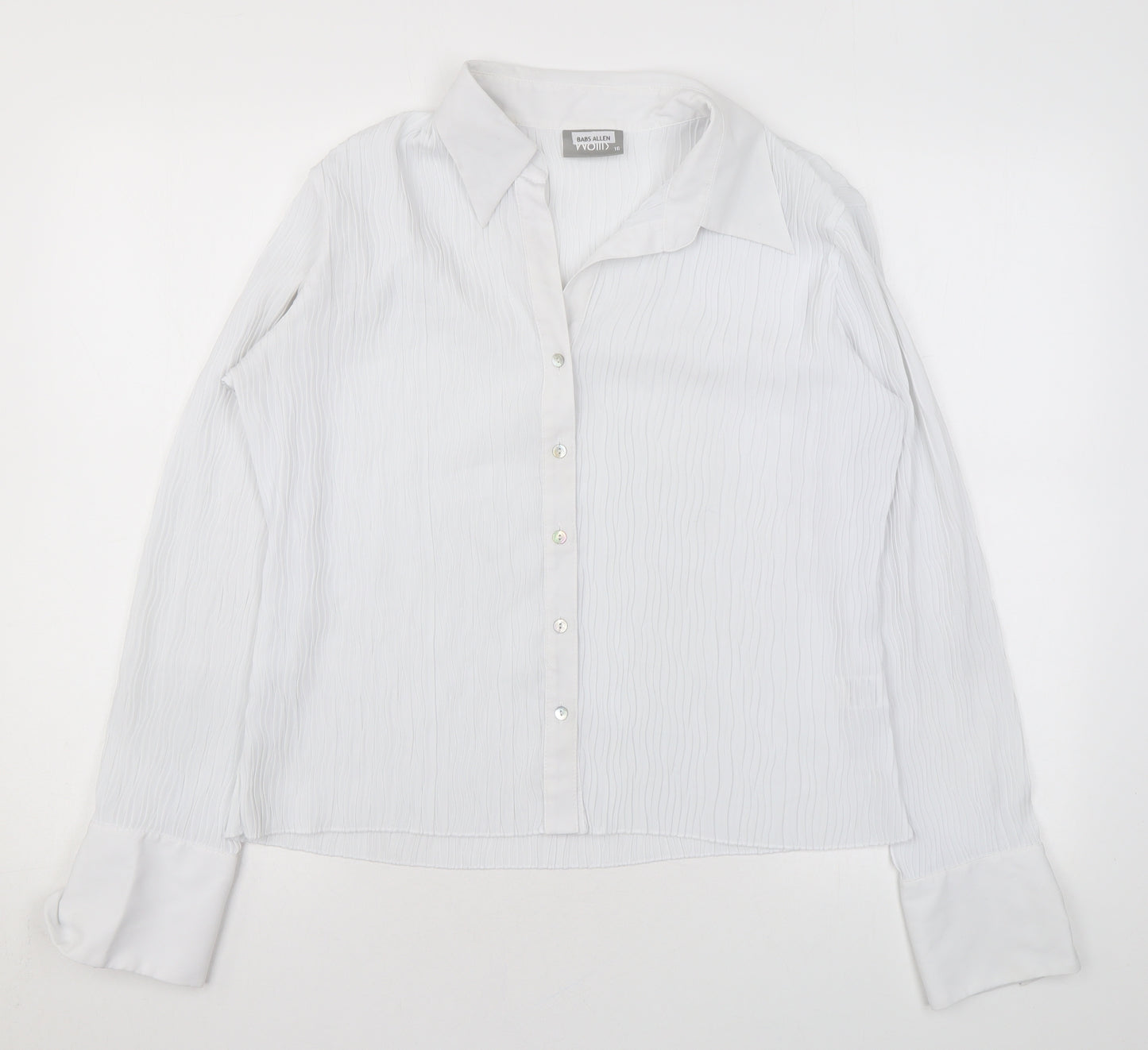 Wallis Womens White Polyester Basic Button-Up Size 16 Collared