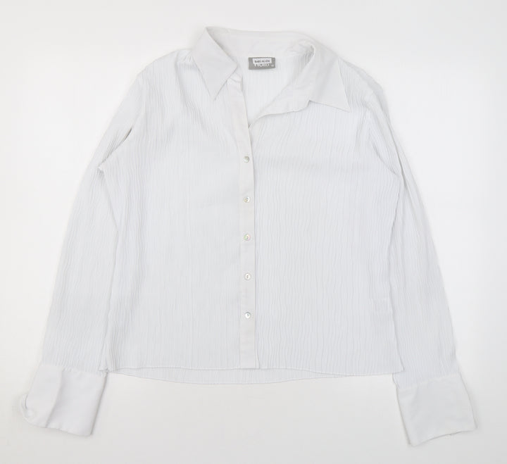 Wallis Womens White Polyester Basic Button-Up Size 16 Collared