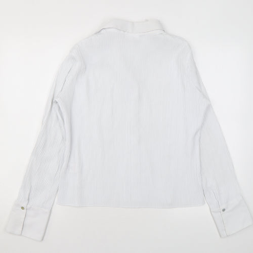 Wallis Womens White Polyester Basic Button-Up Size 16 Collared