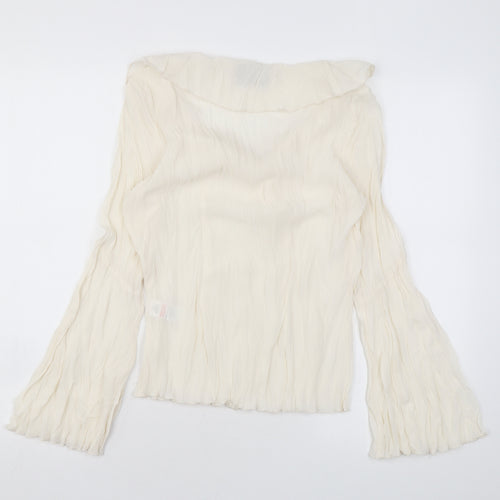 Principles Womens Beige Polyester Basic Blouse Size 10 V-Neck - Ruffles