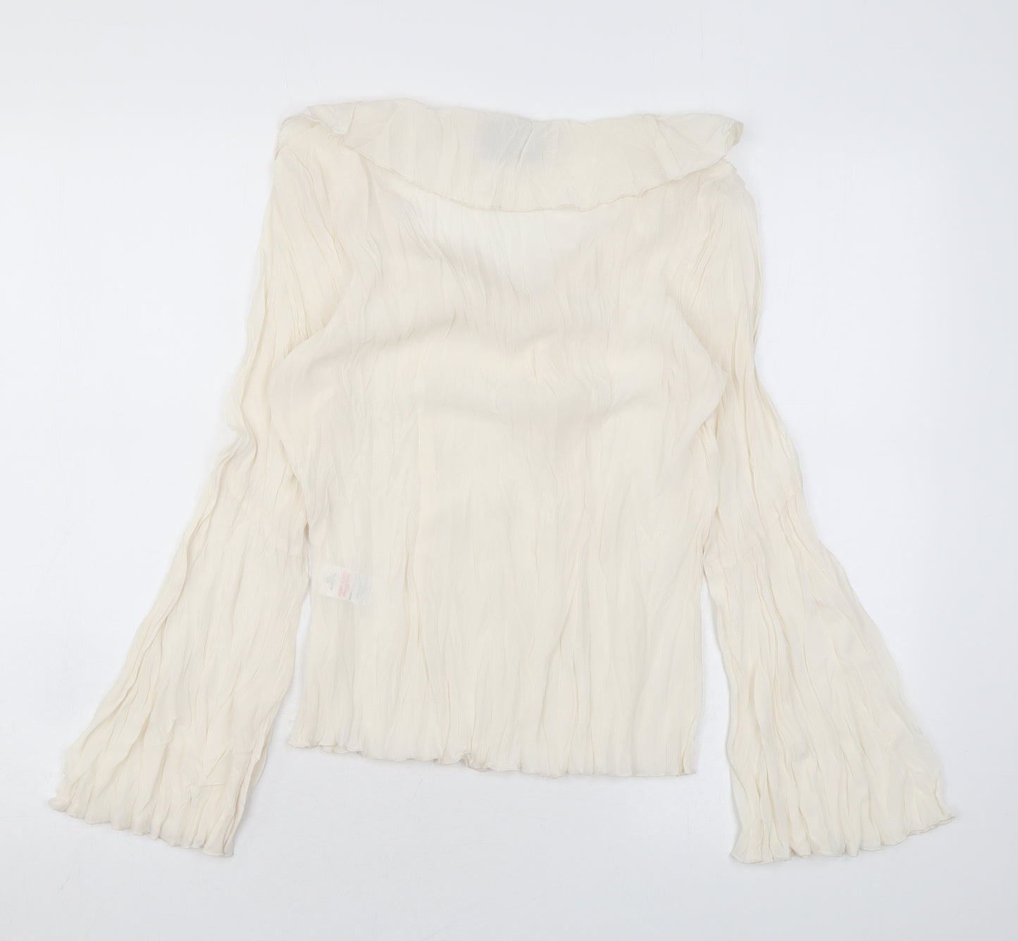 Principles Womens Beige Polyester Basic Blouse Size 10 V-Neck - Ruffles