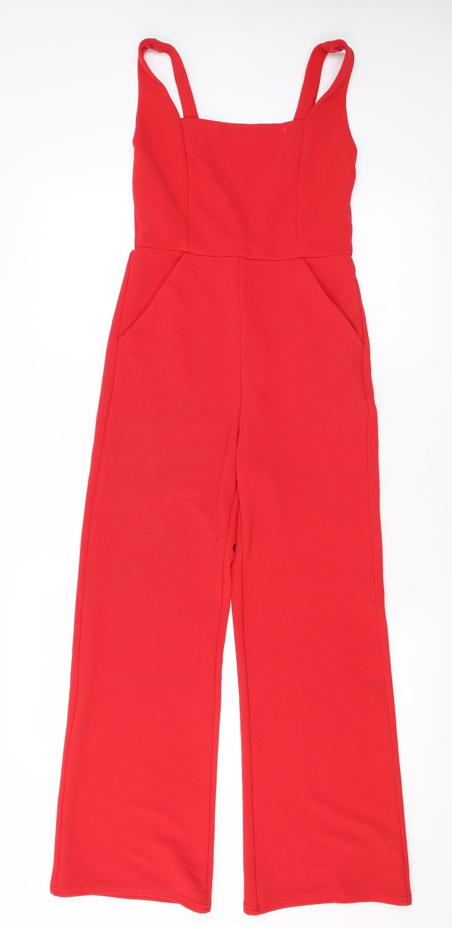 Oh My Love Womens Red Polyester Jumpsuit One-Piece Size XS L24 in Pullover