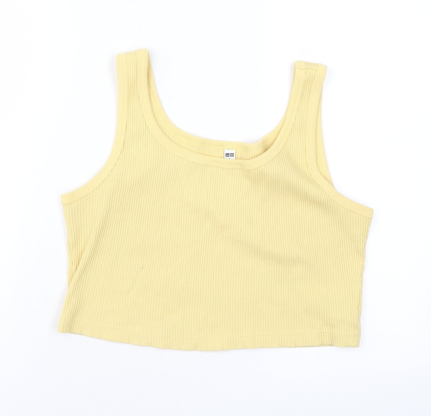 Uniqlo Womens Yellow Cotton Basic Tank Size L Square Neck