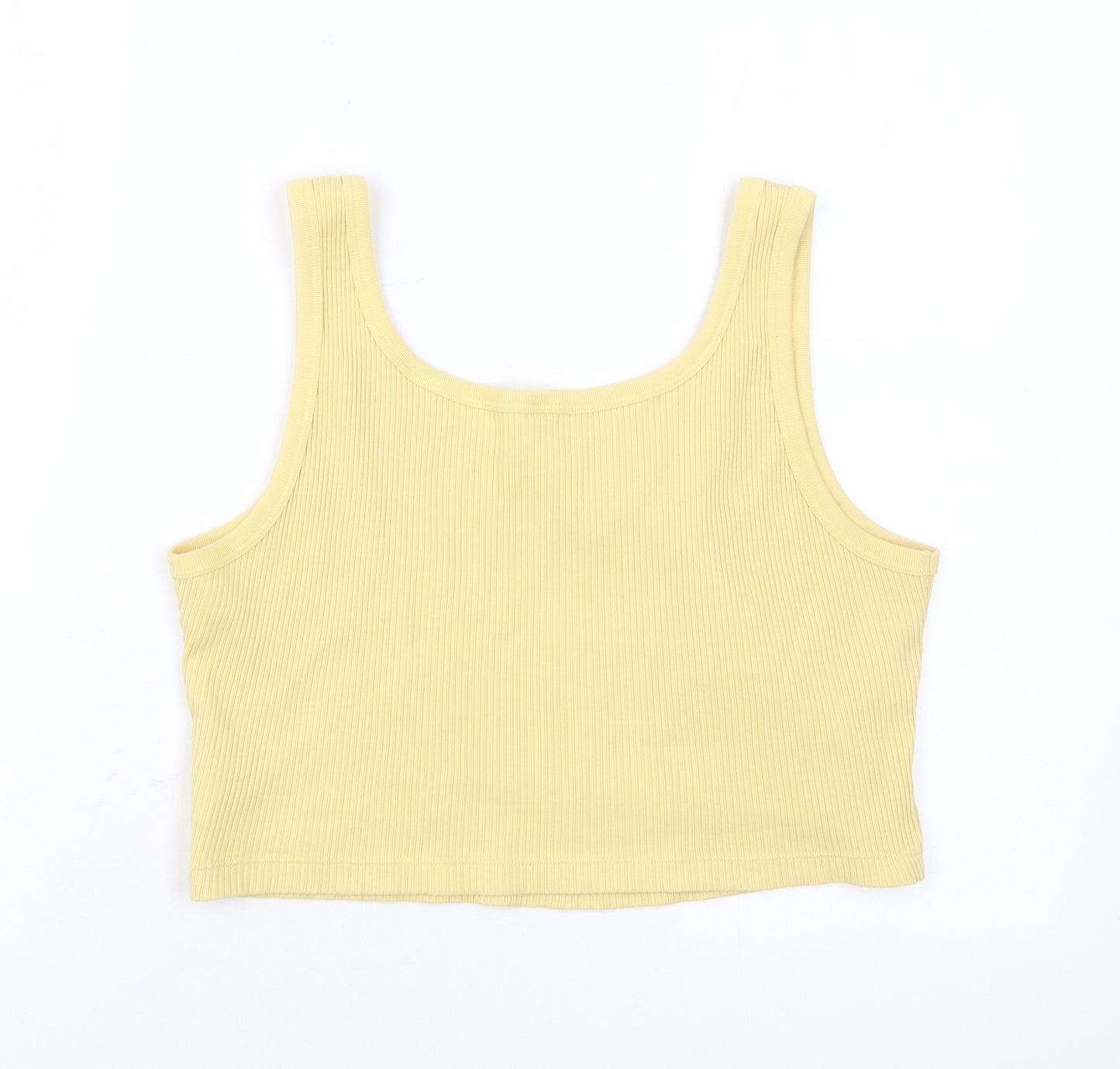 Uniqlo Womens Yellow Cotton Basic Tank Size L Square Neck