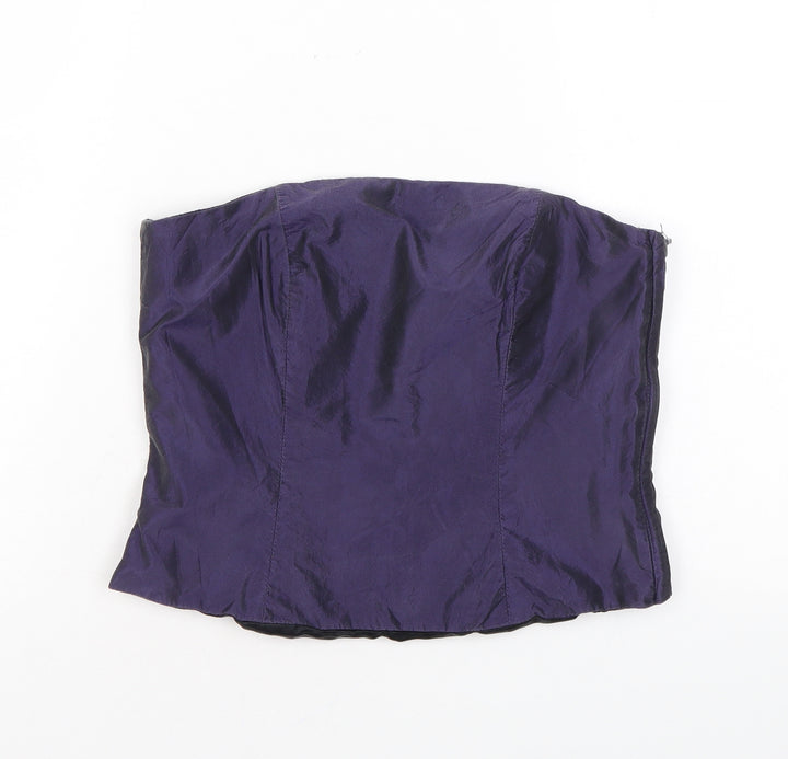 Monsoon Womens Purple Silk Basic Blouse Size 10 Off the Shoulder