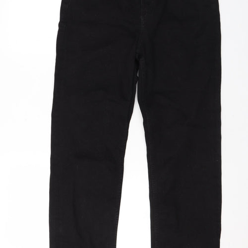 Marks and Spencer Womens Black Cotton Straight Jeans Size 14 L27 in Regular Zip