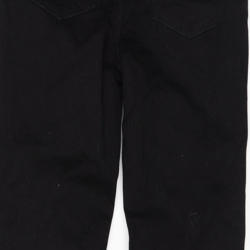 Marks and Spencer Womens Black Cotton Straight Jeans Size 14 L27 in Regular Zip