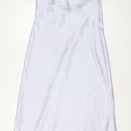 Zara Womens Silver Polyester Maxi Size L Halter Zip