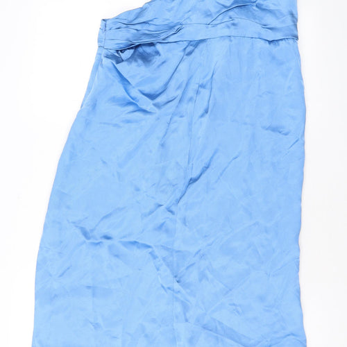 Zara Womens Blue Viscose A-Line Size XL One Shoulder Zip