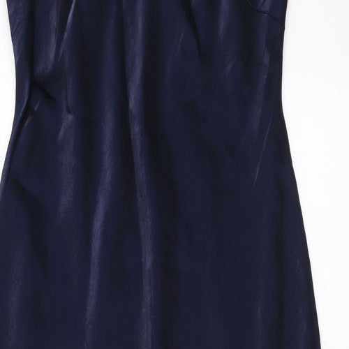 Debut Womens Blue Viscose A-Line Size 14 Square Neck Zip