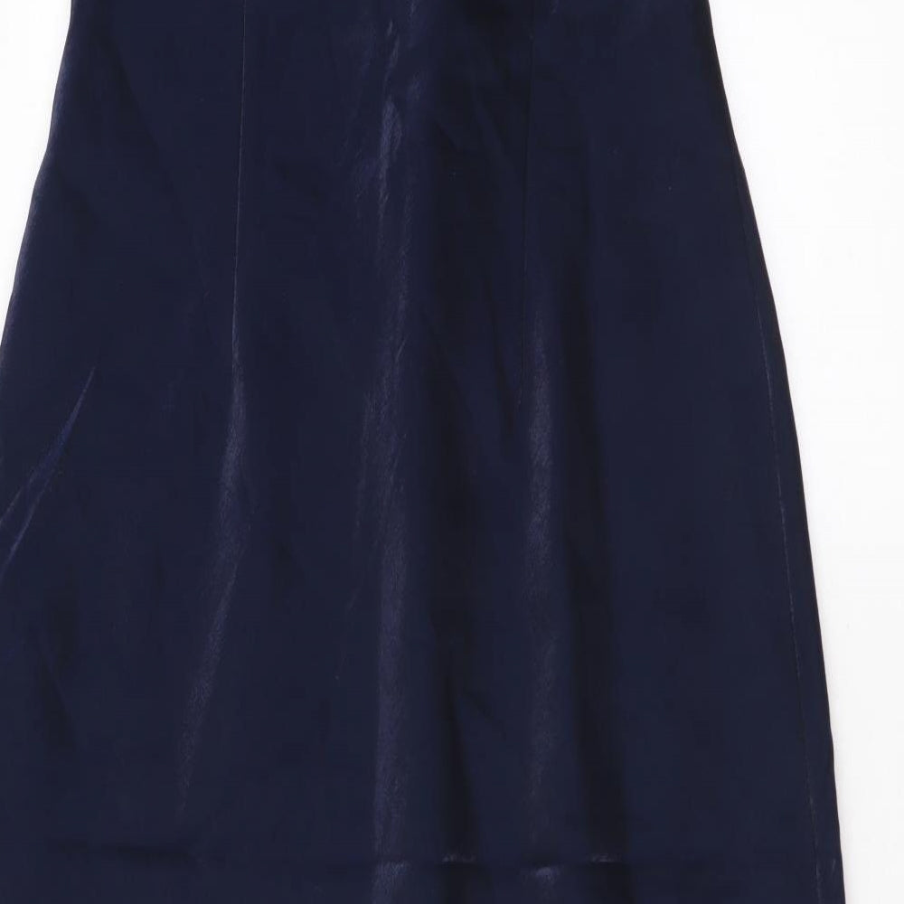 Debut Womens Blue Viscose A-Line Size 14 Square Neck Zip