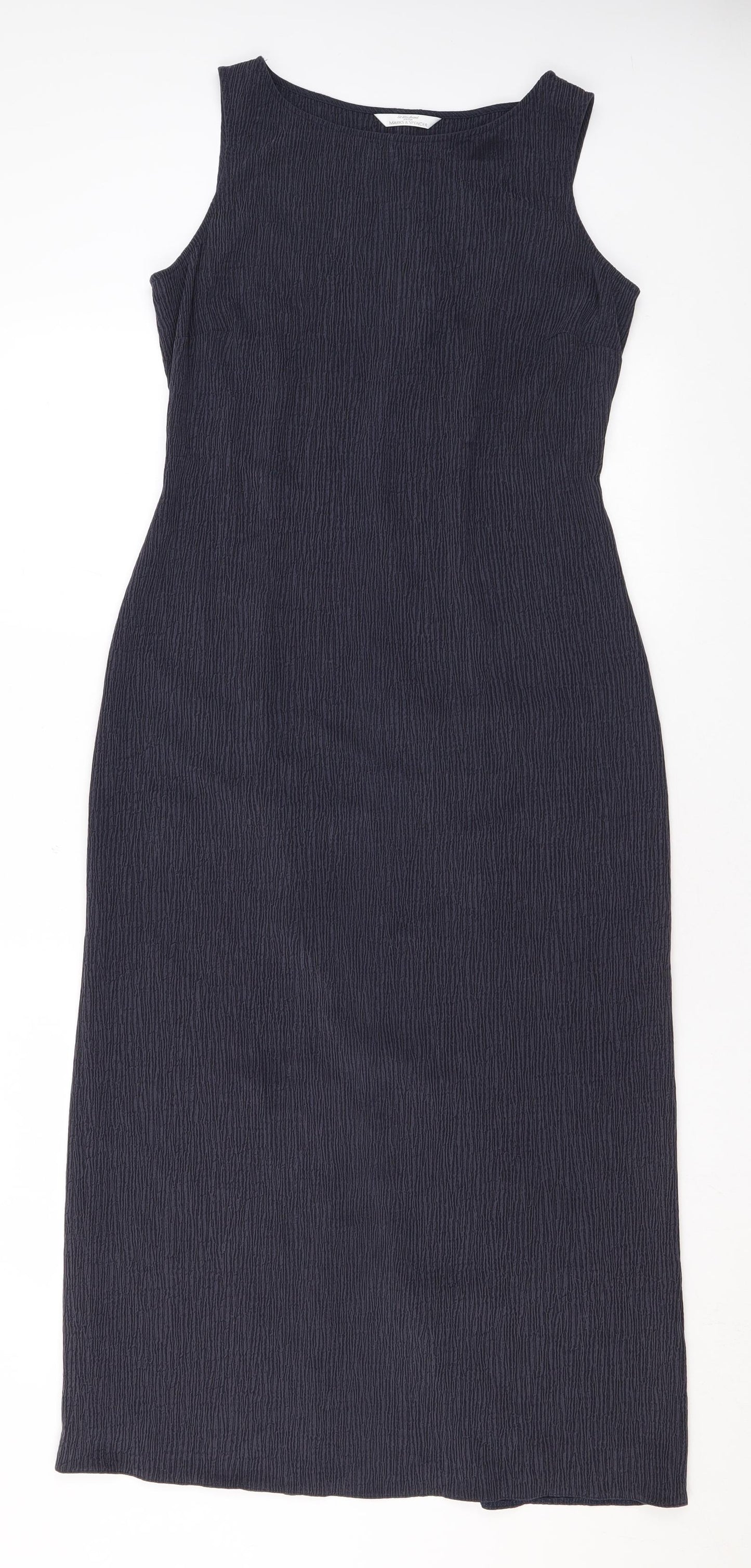 Marks and Spencer Womens Grey Polyester Tank Dress Size 12 Boat Neck Zip