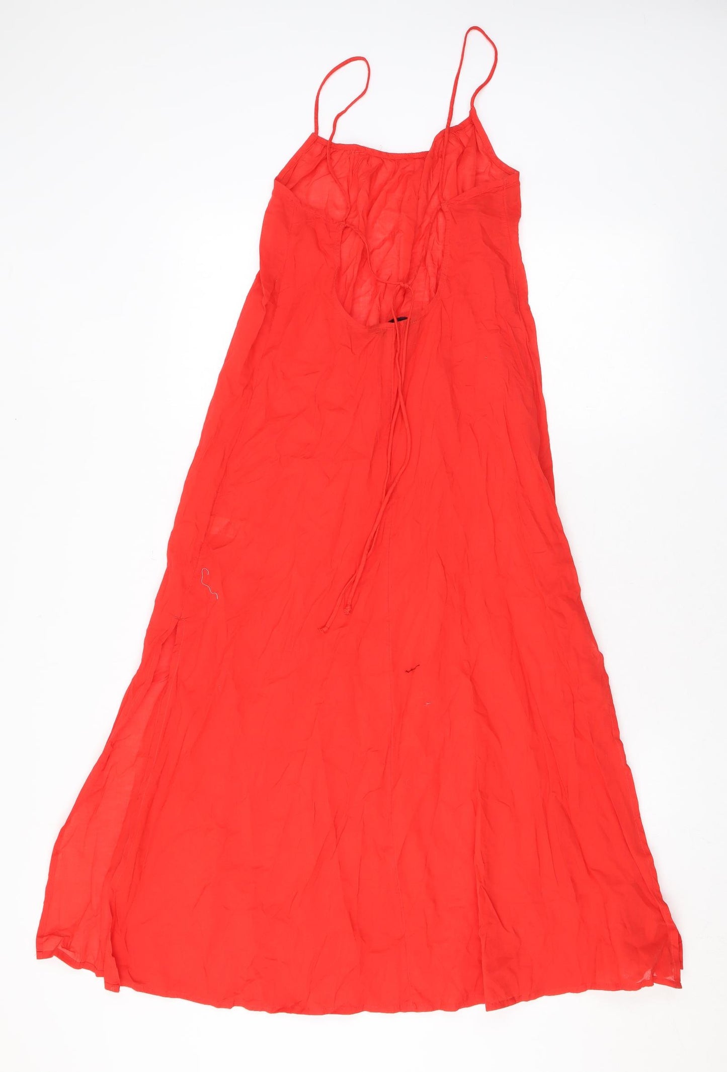 Marks and Spencer Womens Red Cotton A-Line Size 8 Scoop Neck Pullover