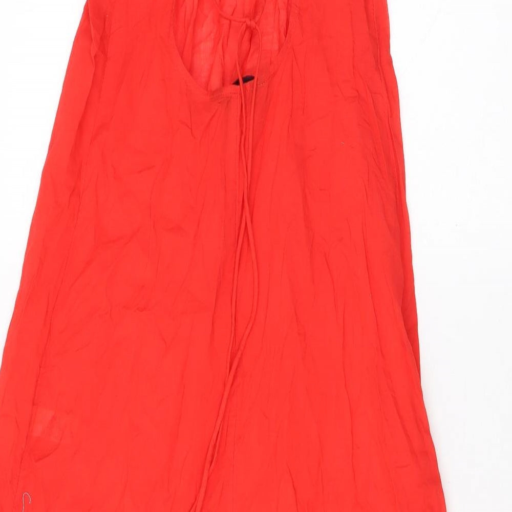 Marks and Spencer Womens Red Cotton A-Line Size 8 Scoop Neck Pullover