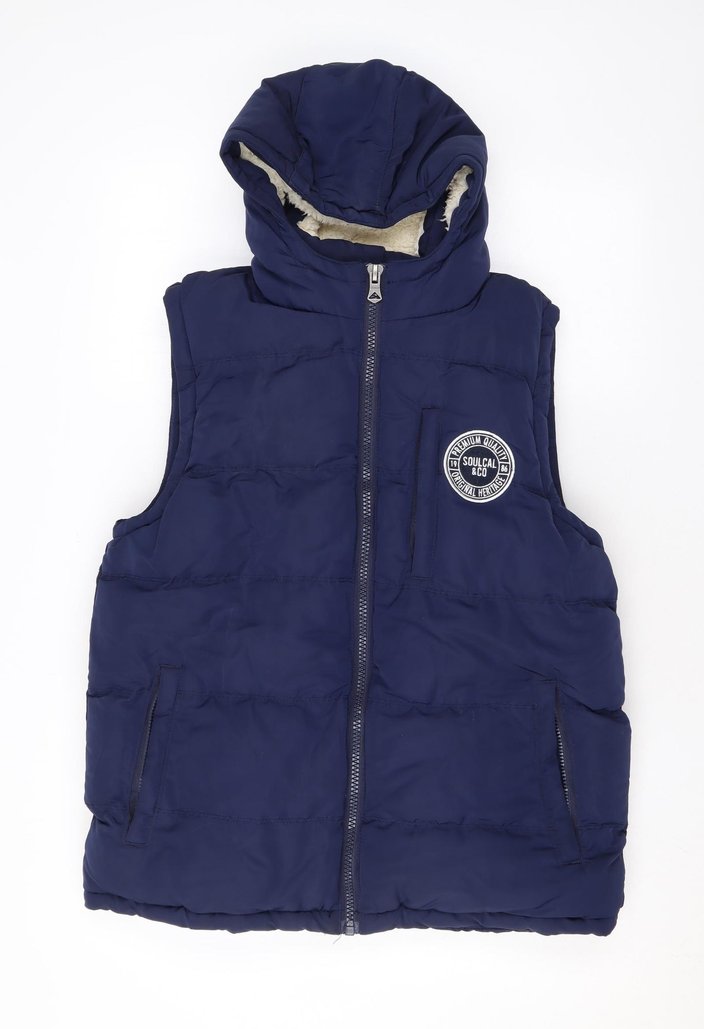 SoulCal&Co Mens Blue Gilet Coat Size S Zip