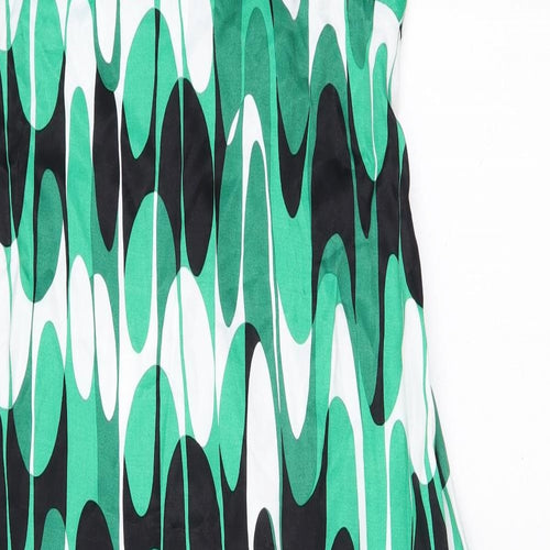 Zara Womens Green Geometric Viscose Maxi Size L V-Neck Zip