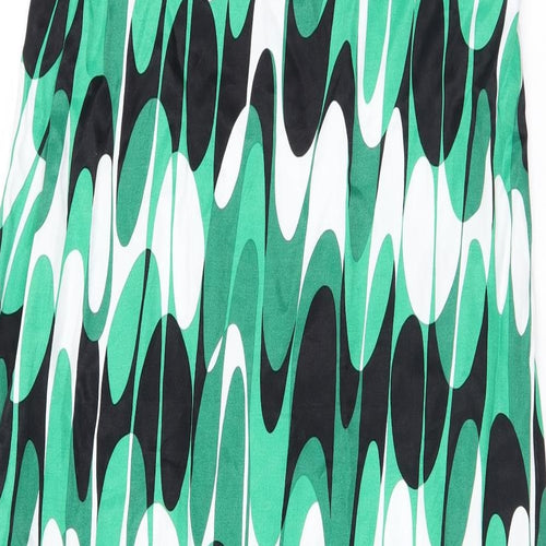 Zara Womens Green Geometric Viscose Maxi Size L V-Neck Zip