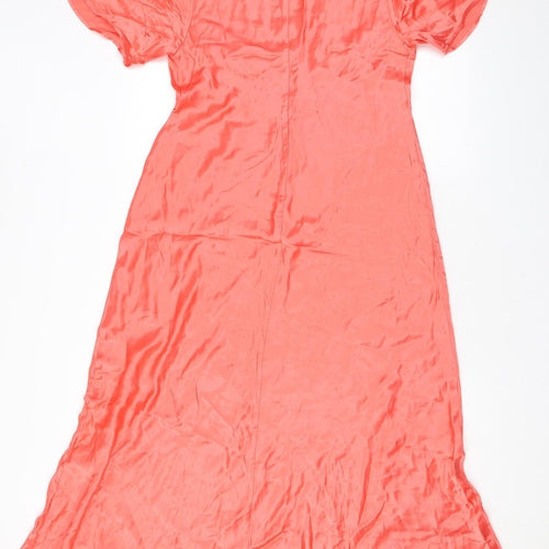 Marks and Spencer Womens Orange Viscose Maxi Size 12 V-Neck Pullover