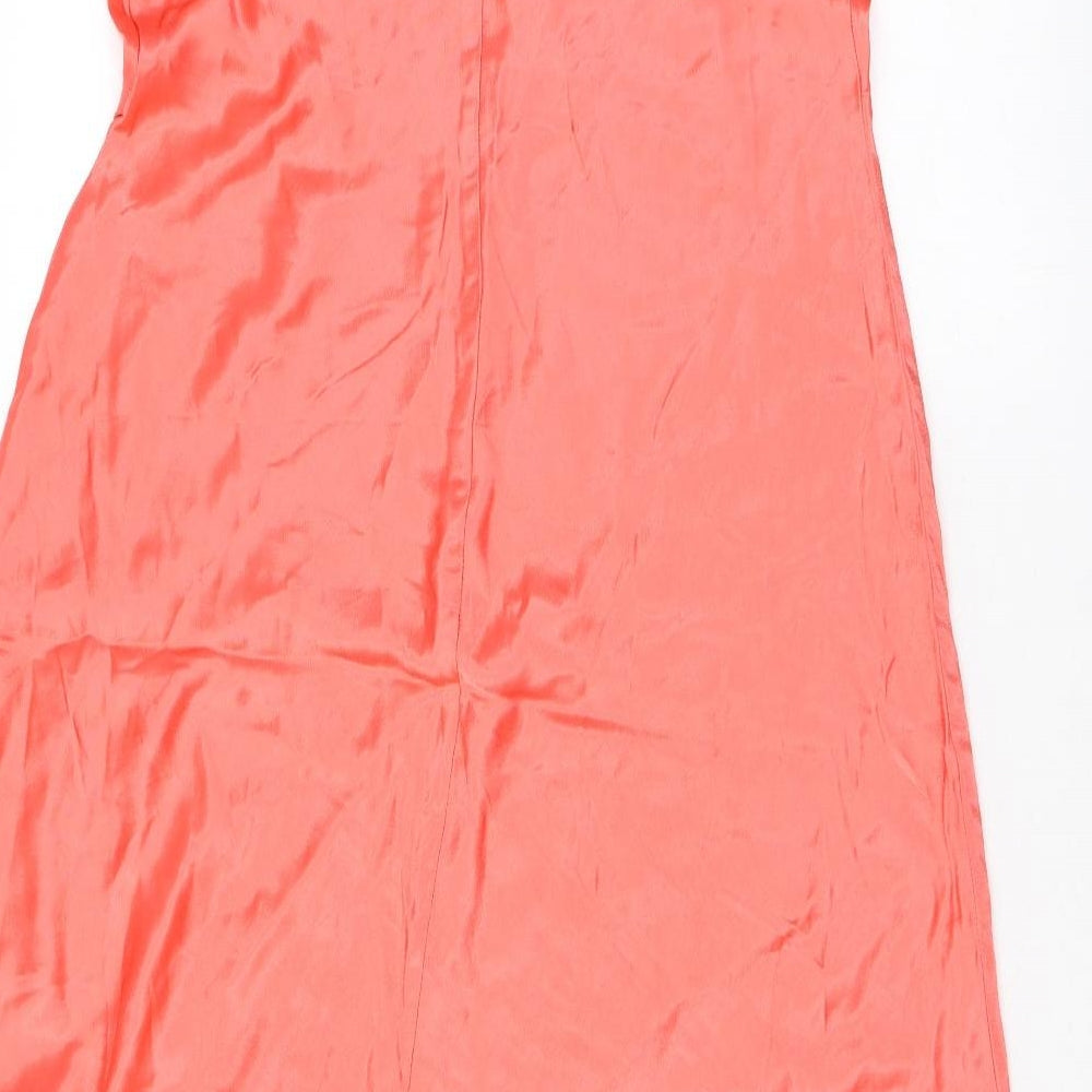 Marks and Spencer Womens Orange Viscose Maxi Size 12 V-Neck Pullover