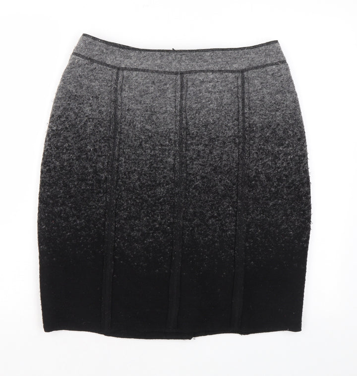 Clements Ribeiro Womens Black Wool A-Line Skirt Size 12 Zip