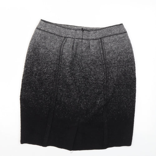 Clements Ribeiro Womens Black Wool A-Line Skirt Size 12 Zip