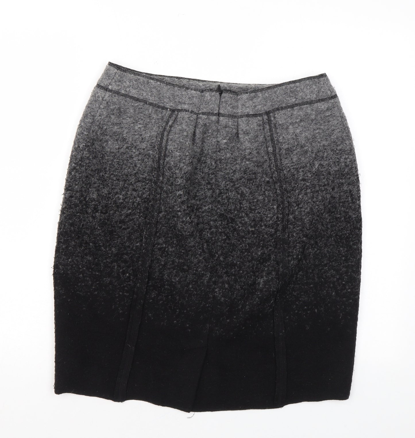Clements Ribeiro Womens Black Wool A-Line Skirt Size 12 Zip