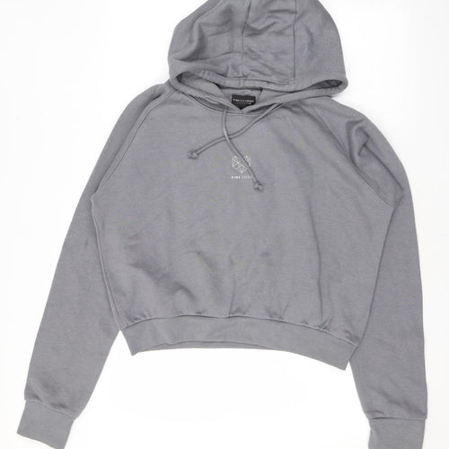 Pink Soda Womens Grey Cotton Pullover Hoodie Size 12 Pullover