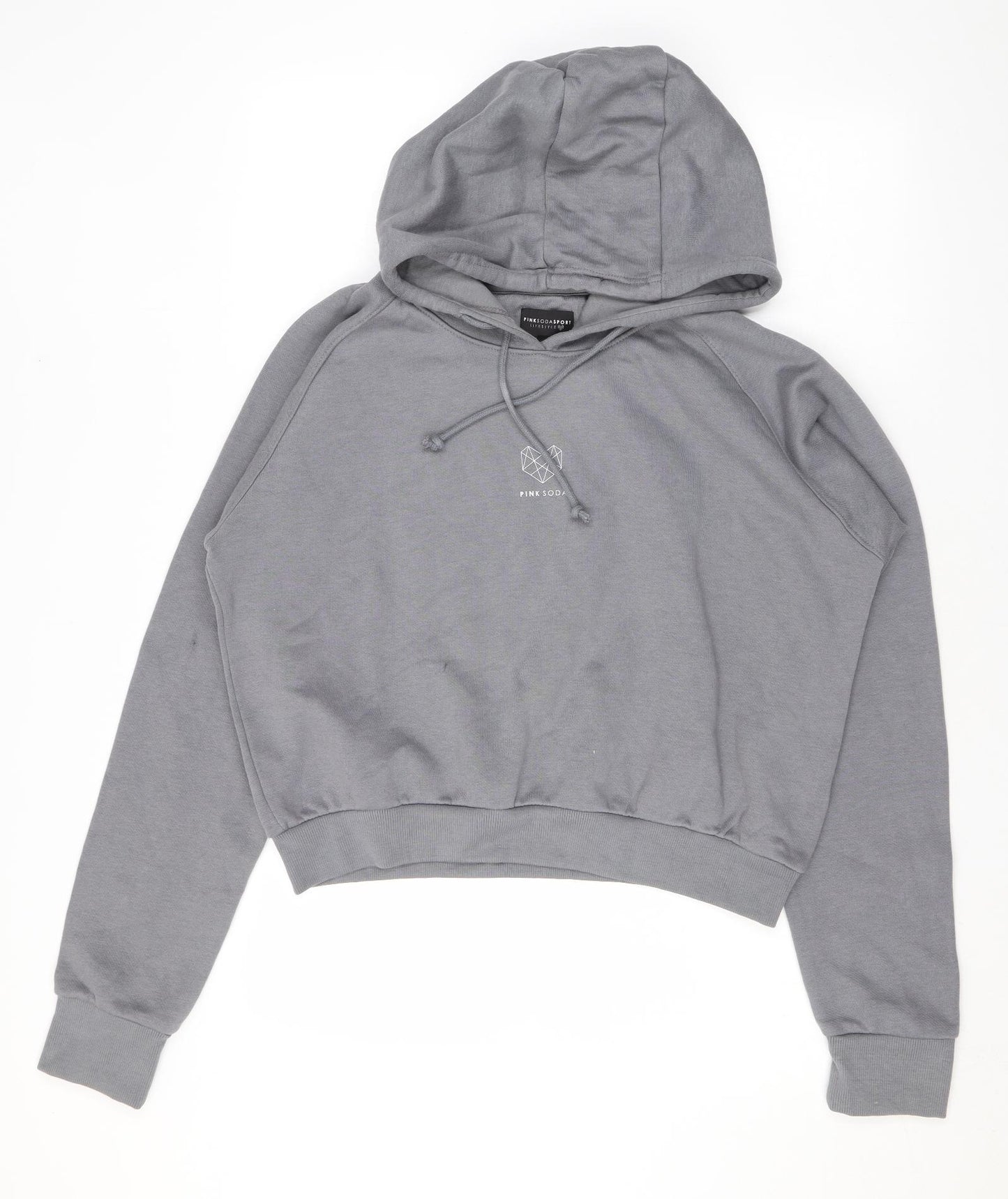 Pink Soda Womens Grey Cotton Pullover Hoodie Size 12 Pullover