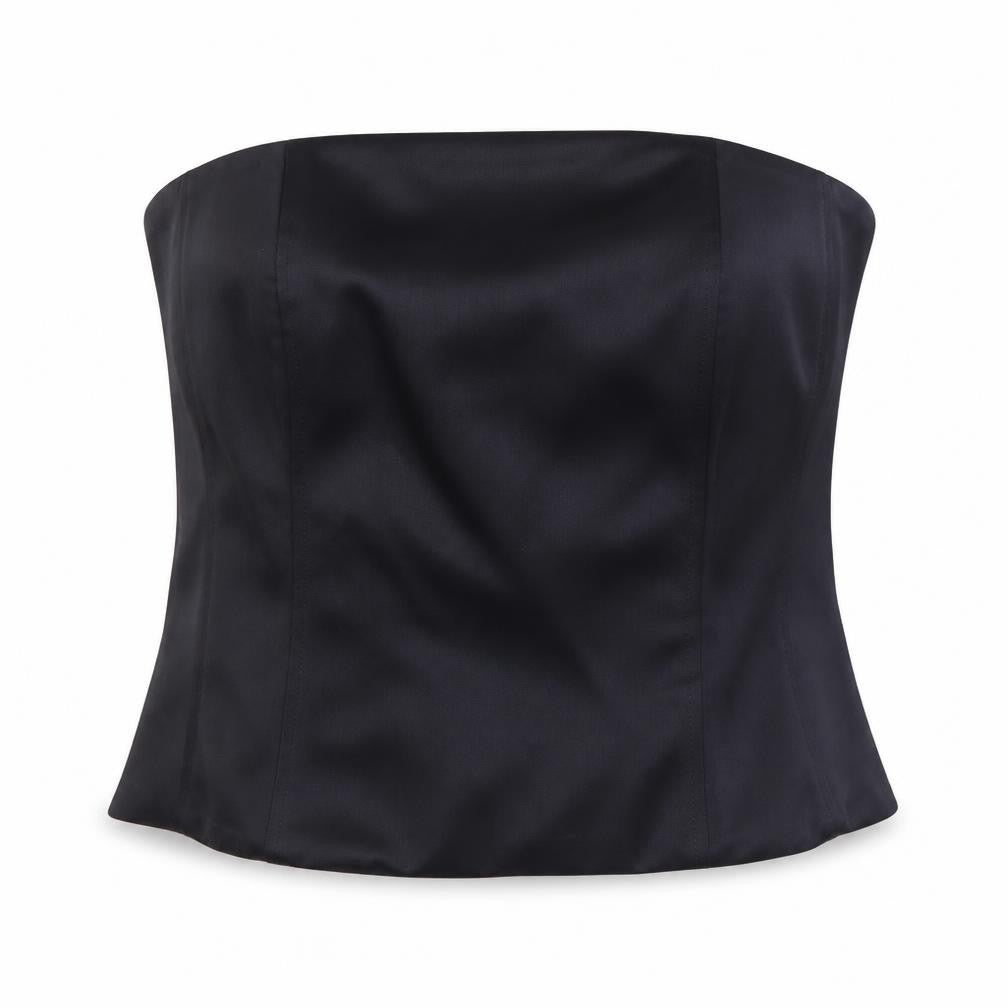 Front view of Marks & Spencer women’s black polyester basic blouse, size UK 14, off the shoulder
