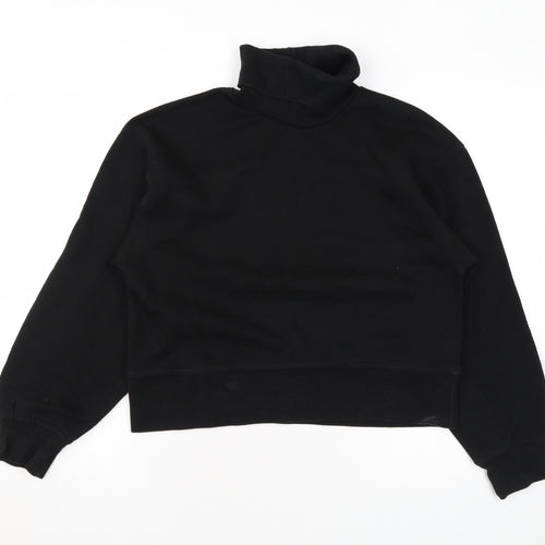 Zara Womens Black Roll Neck Cotton Pullover Jumper Size L